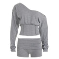Woman 2 Piece Set Outfit Casual Long Sleeves Top Shorts Sexy