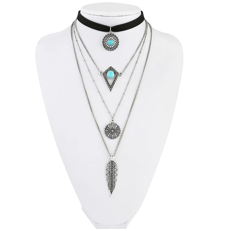 Fashion Bohemian Long Chain Necklace Women Collares Collier Vintage