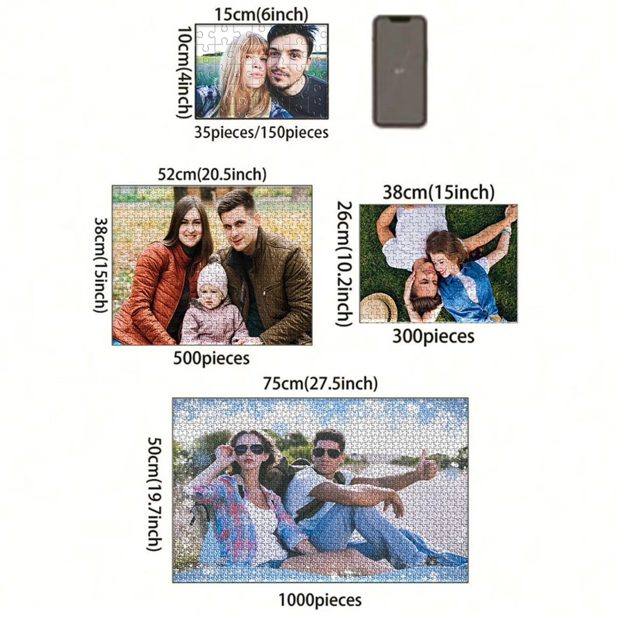 35/300/500/1025pcs Personalized Custom Photo Puzzle Friend Upload