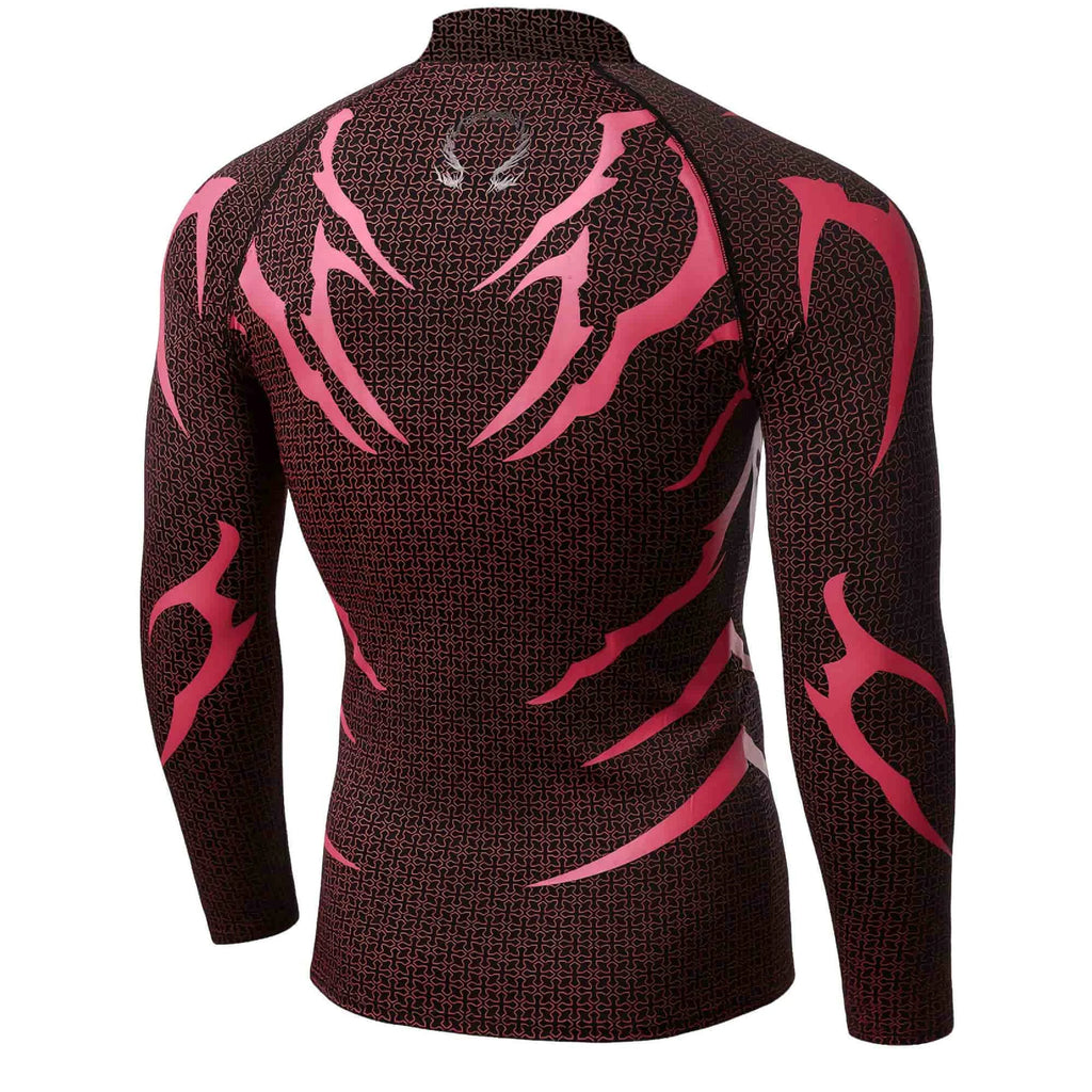 Men Mock Neck Fitness Long Sleeve Top Geometric Texture Jagged Gothic