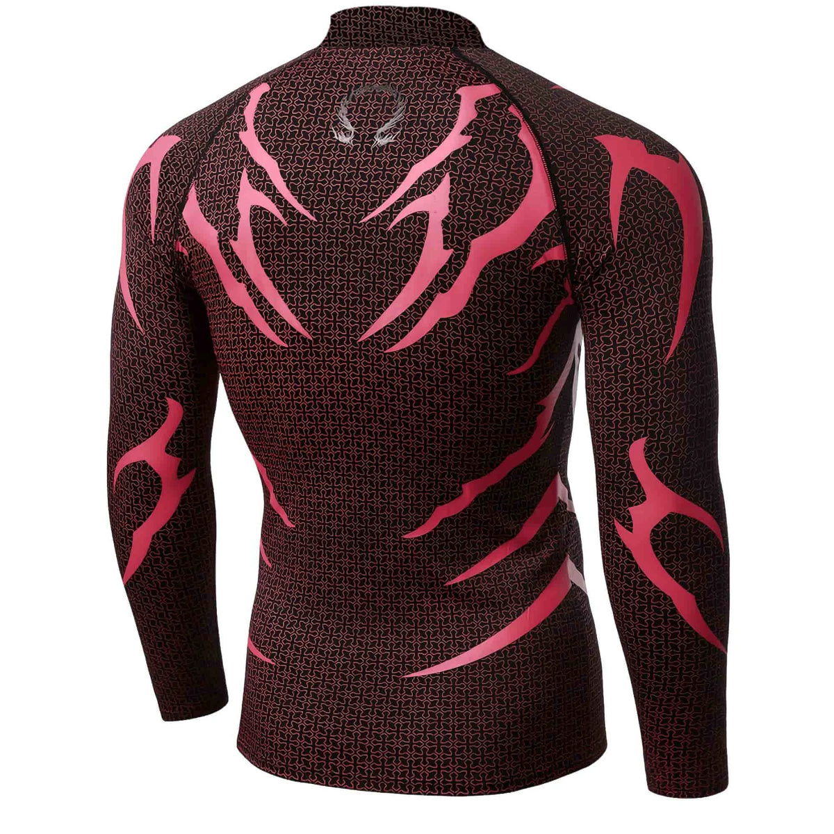 Men Mock Neck Fitness Long Sleeve Top Geometric Texture Jagged Gothic