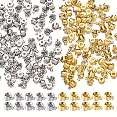20pcs 3x4mm Coppers Positioning Buckles Clasps W/Bead Caps - DIY