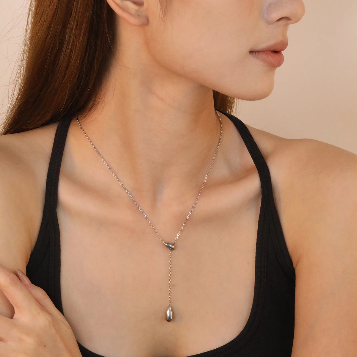 LUXUKISSKIDS Y Clavicle Choker Heart Waterdrop Charm Necklaces for