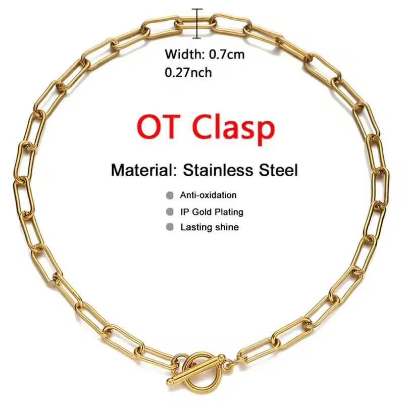 Toggle Clasp Choker Women's Stainless Steel Necklace collar Collier