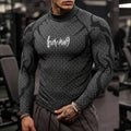 Men Mock Neck Fitness Long Sleeve Top Geometric Texture Jagged Gothic
