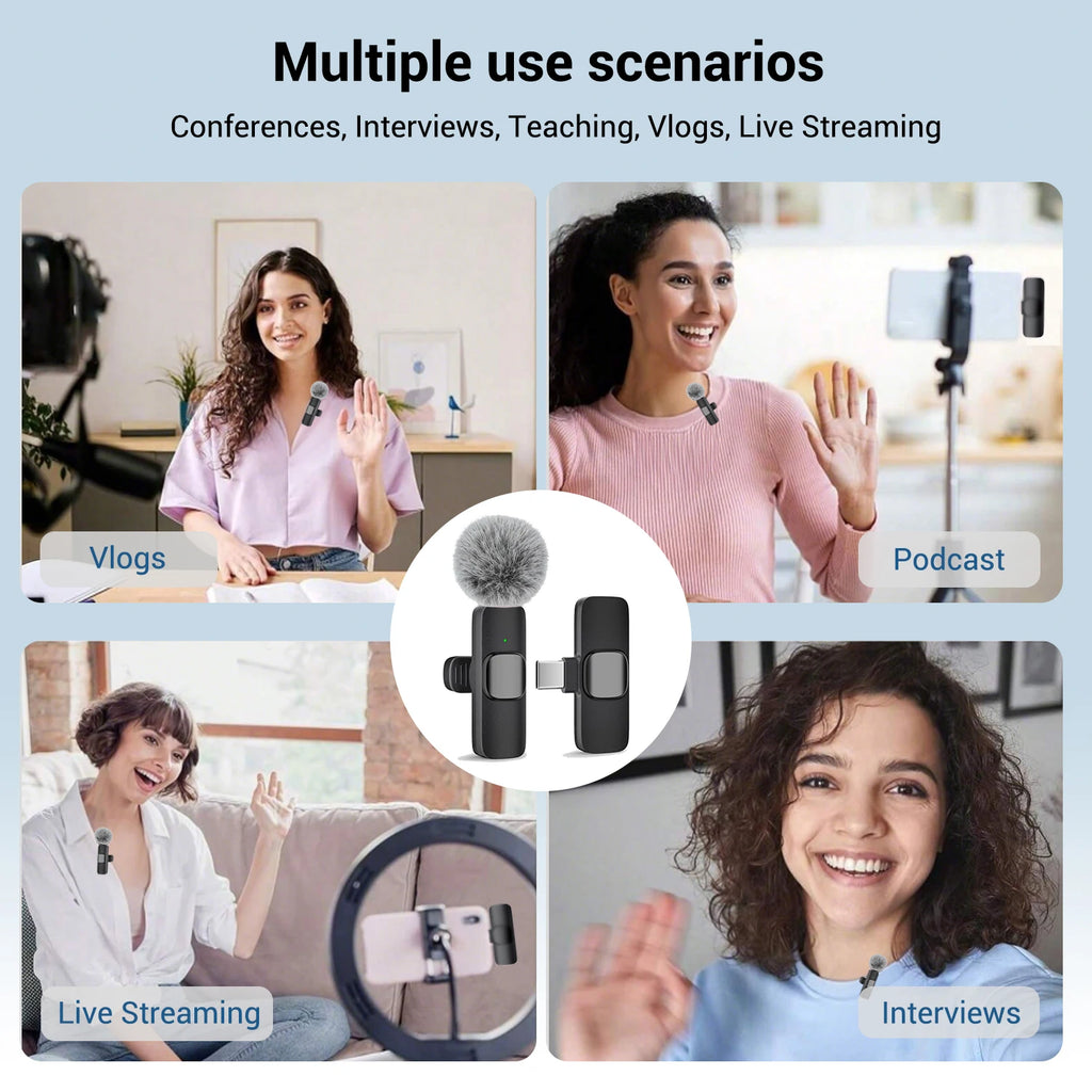 Type-C Port Professional Wireless Lavalier Microphone for Smartphones,