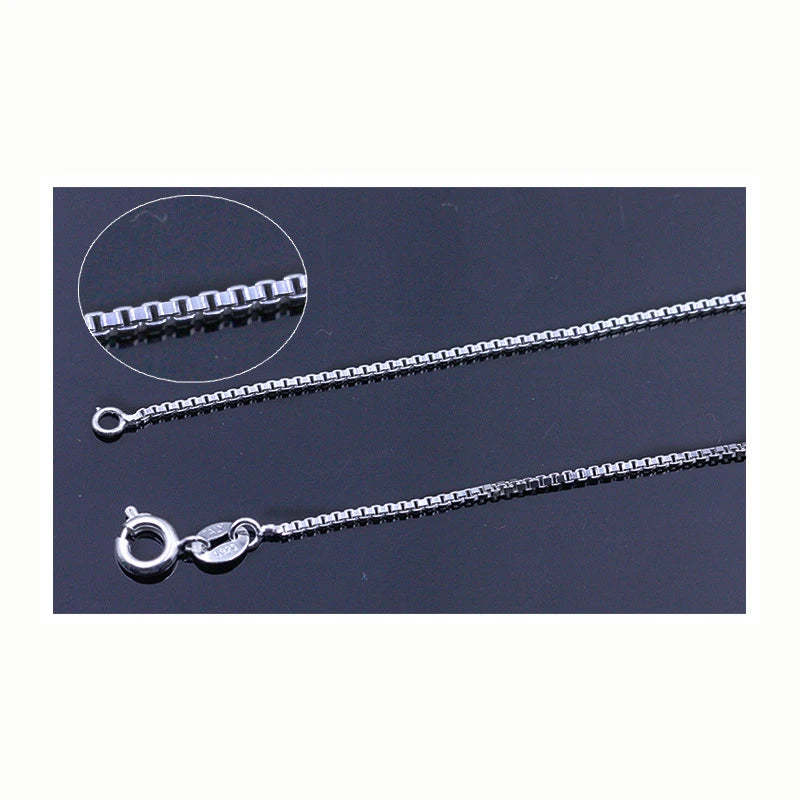 wholesale 925 Sterling Silver 0.8mm Box Chain Necklace for Women Girls