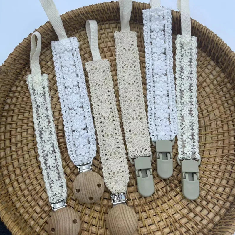 Lace Baby Pacifier Clip Chain Trendy Cloth & Plastic Pacifier Holder