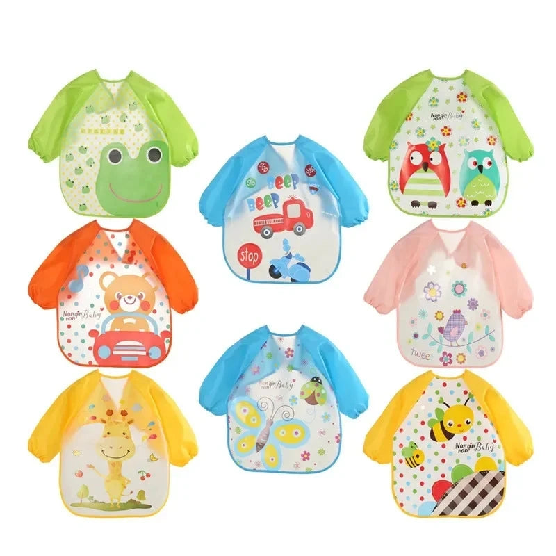 Waterproof EVA Full Sleeve Baby Bibs Children Apron Long Sleeve
