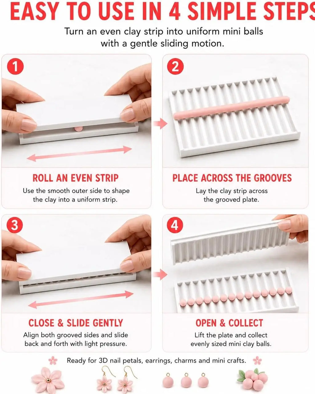 4PCS 3D Print Clay Gel Ball Maker Tool, Nail Art Bead Roller for 3D