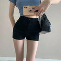 Sexy Black Studded Denim Shorts Women 2025 Y2K High Waist Hot Pants,