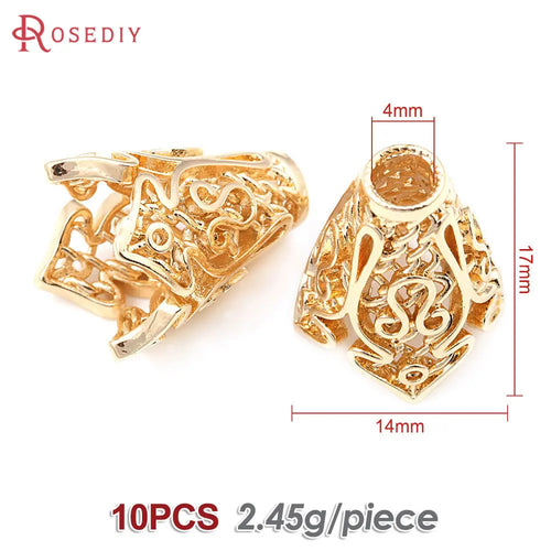 10PCS 18K Gold Color Brass Speaker Shape Beads Caps High Quality Diy