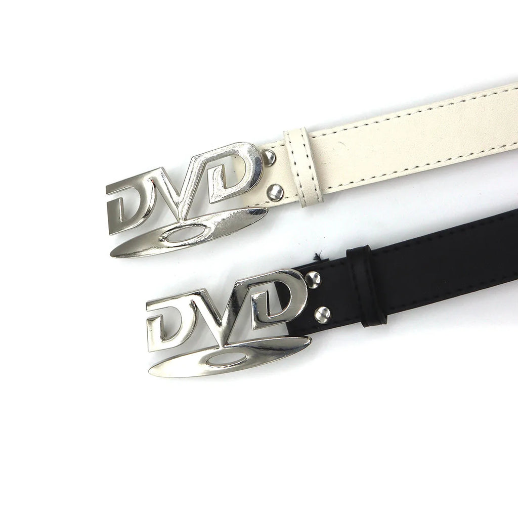 Fashionable Women's Belt Hip-Hop Y2K Belt DVD Buckle Niche Belt Retro