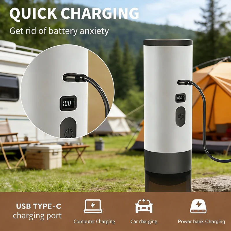 Portable 3-in-1 Wireless Electric Espresso Coffee Machine for Car Home