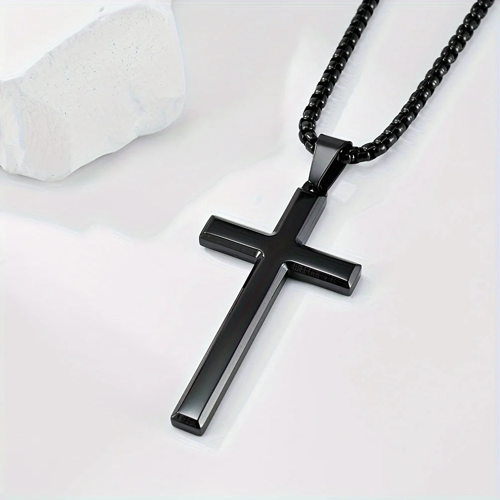 1PC Stainless Steel Minimalism Christian Prayer Necklace for Boys