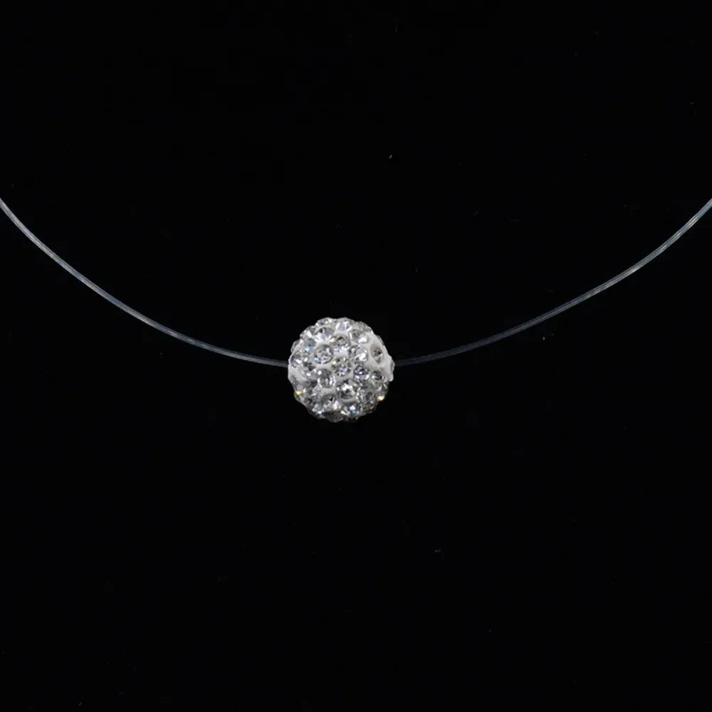 Hot Female Transparent Fishing Line Necklace Silver Color Invisible