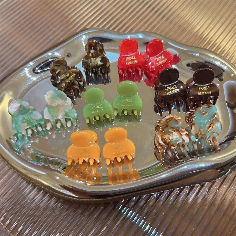 2Pcs/Set Mini 2cm Acetate Small Hair Claw Side Pins Acetate Hair Crabs