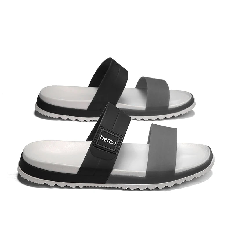 Men's Double Band Slide Sandals Open Toe Casual Flat Slippers Non‑Slip