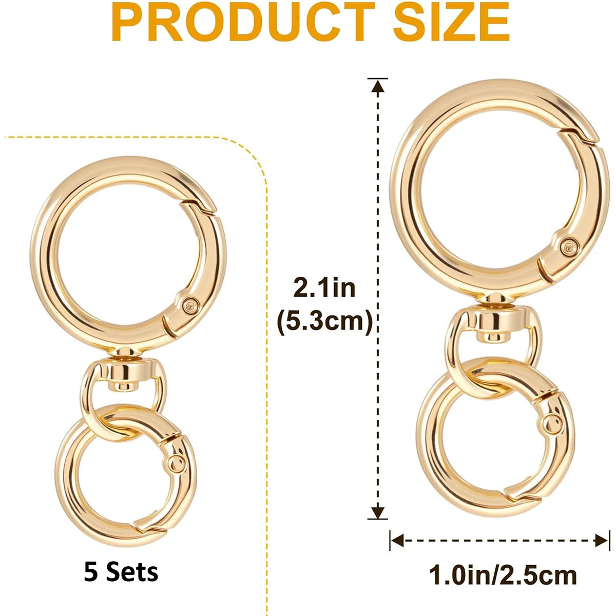 2/5/10 Sets Round Spring Snap Carabiner Clip O Rings Swivel Trigger