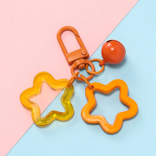 1pc Acrylic Star Keychains with Small Bell Shaped Hollow Pentagram