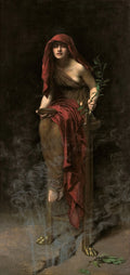 John Collier - Priestess of Delphi , Art Print Canvas Poster, Living