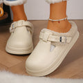 Waterproof Eva Furry Mules Slippers Women 2025 Winter Metal Buckle