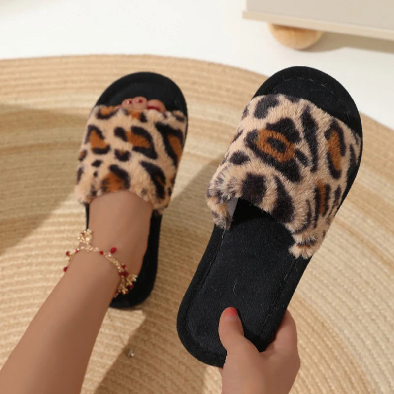 Fashion Women Slippers Cotton Plush Warm Female Light EVA Flat Bottom