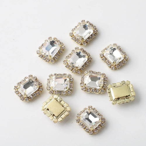 12X14mm 10Pcs Rectangular Diamond Inlaid Four Hole Claw Diamond DIY