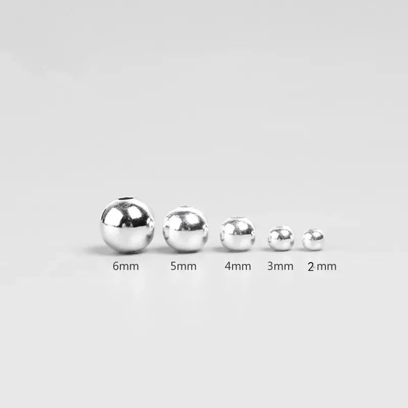 Genuine 925 Sterling Silver Round Beads Spacer Beads Jewelry Making