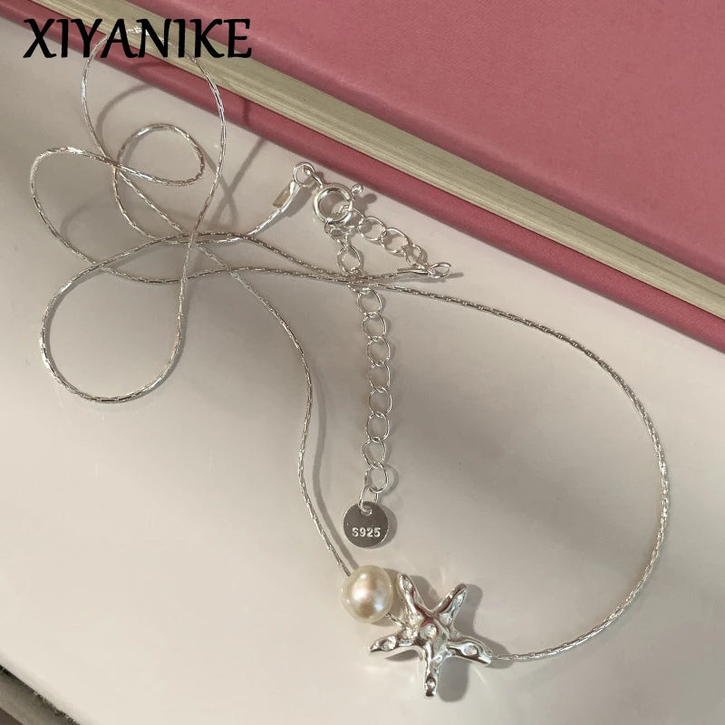 XIYANIKE Korean Starfish Pearl Pendant Necklace For Women Girl