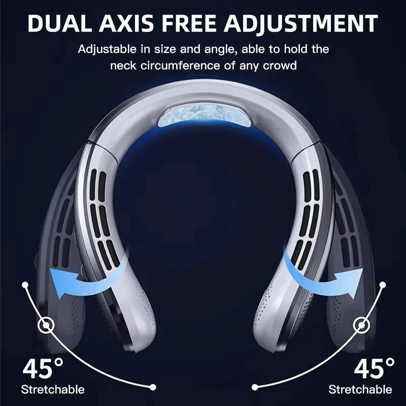 8000mAh Hanging Neck Fan Portable Bladeless USB Rechargeable Mute LED