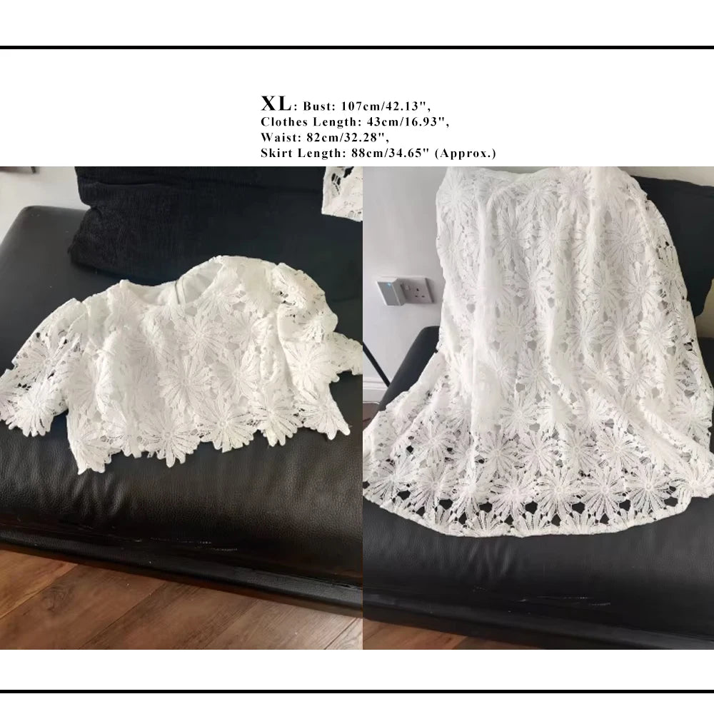 Elegant Hollow Out Women's Long Dresses Short Sleeves Embroidery Dress