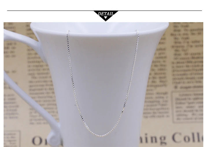 wholesale 925 Sterling Silver 0.8mm Box Chain Necklace for Women Girls