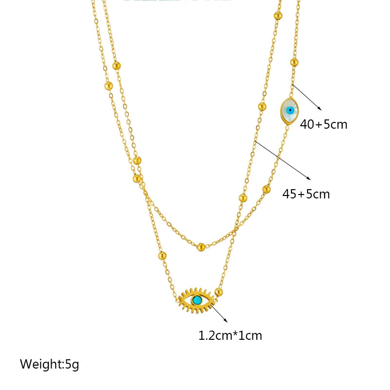 XIYANIKE 316L Stainless Steel Necklace Eye Double Chain Accessories