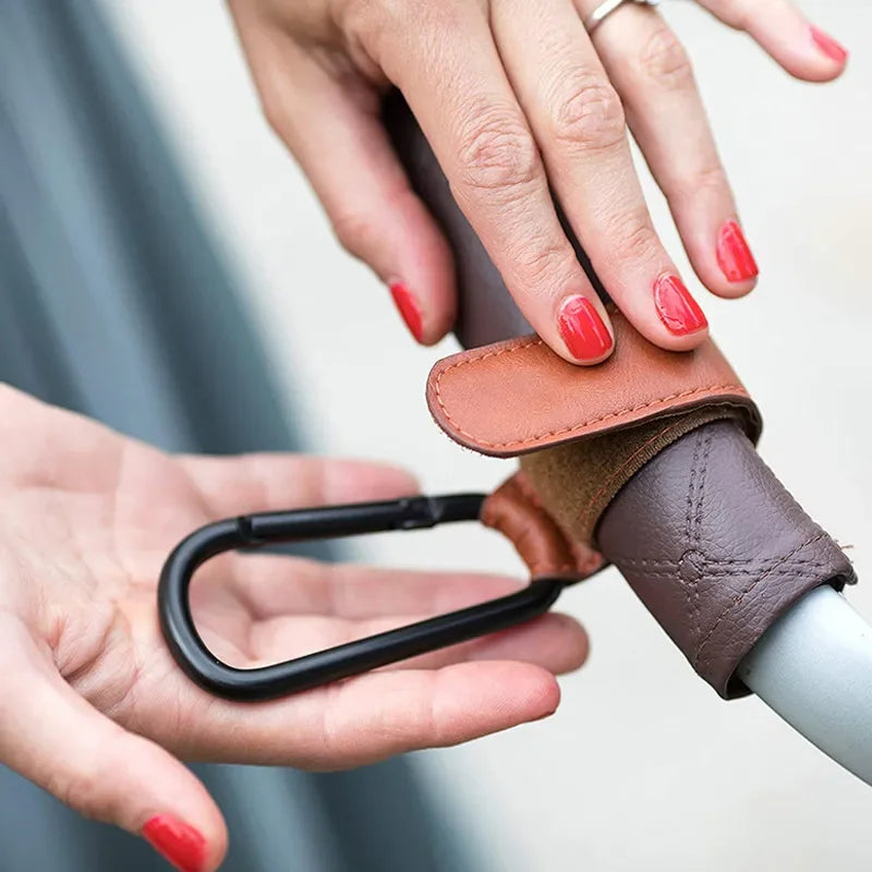 1/2pcs PU Leather Baby Stroller Hook for Pram Rotate 360 Degree