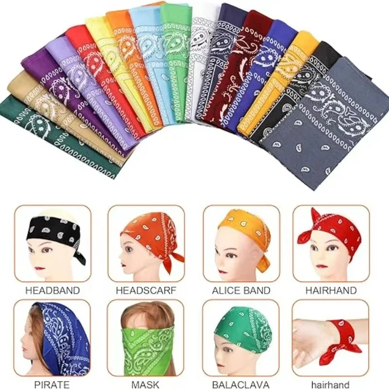 1-4Pcs Fashion Hip Hop Cotton Bandana Square Scarf 54cm*54cm Black Red