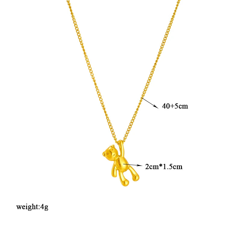 XIYANIKE 316L Stainless Steel Necklace Bear Pendant Chain Accessories
