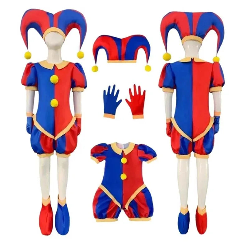 Pomni Cosplay Jumpsuit with Hat aShoes Cover Gloves Magical Virtual