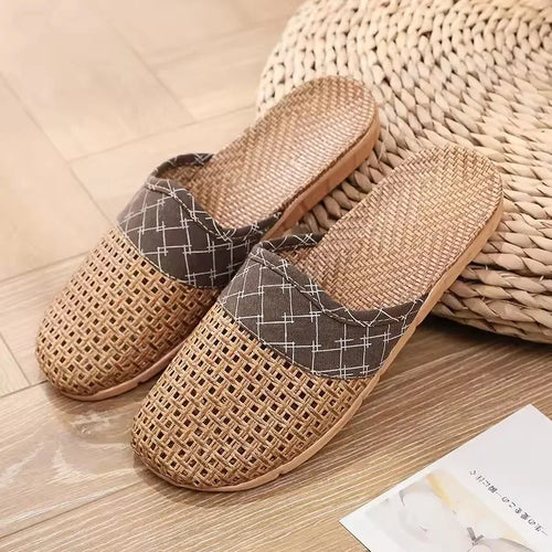 Mntrerm New 2025 Vine grass slippers household summer linen slippers