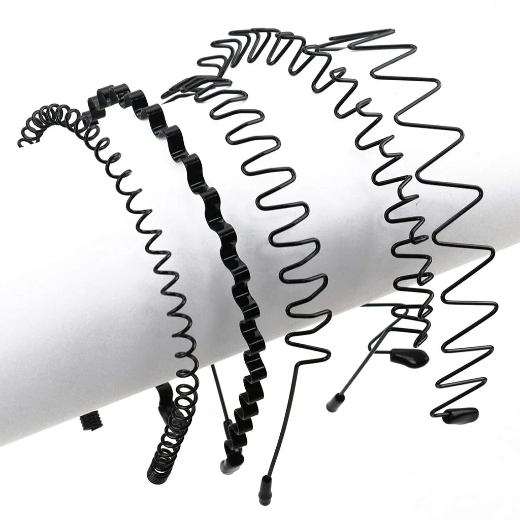 Unisex Black Elastic Non Slip Simple Metal Headbands For Men Women