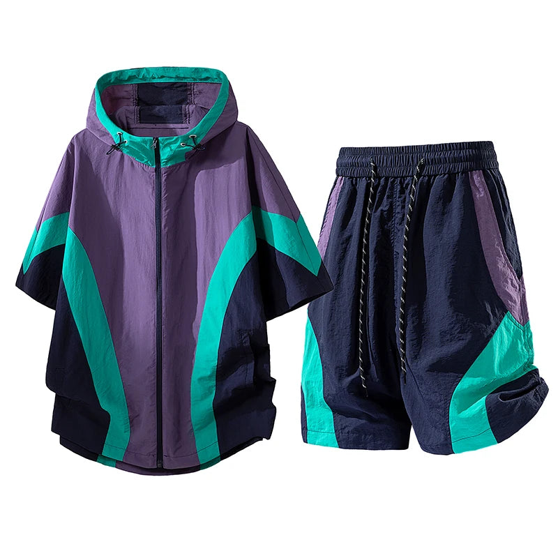 Summer Style Quick-Drying Shirt and Shorts Set for Men Sun Protection