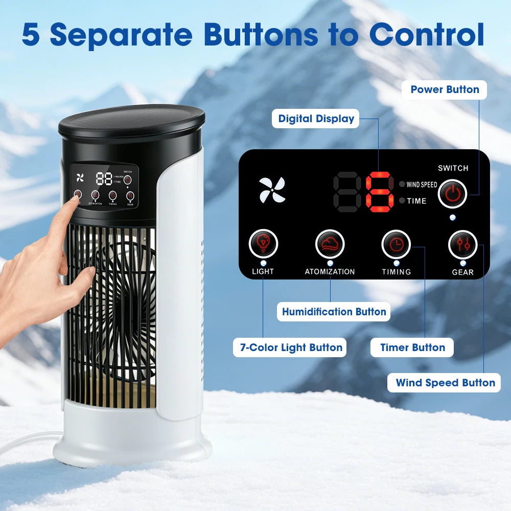 Portable Air Conditioning Fan 6 Speeds USB Mini Air Conditioner Timing