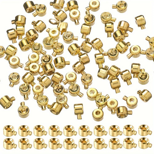 20pcs 3x4mm Coppers Positioning Buckles Clasps W/Bead Caps - DIY