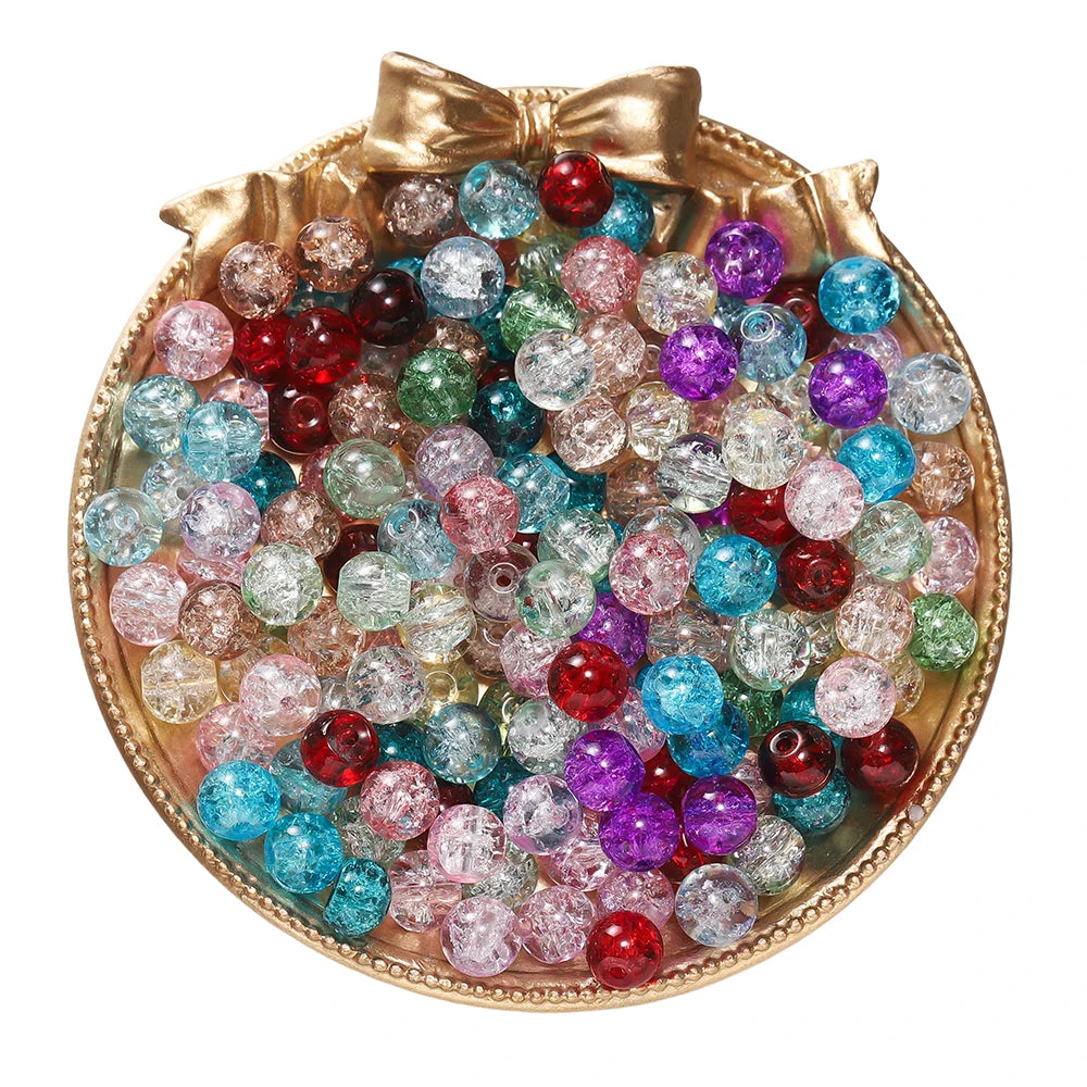 50/100pcs 8mm Glass Crackle Beads Loose Spacer Beads for Jewelry