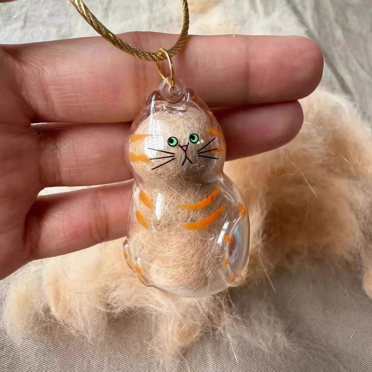 Cat Fur Memorial Charm Resin Keepsake Capsule for Pet Hair Portable