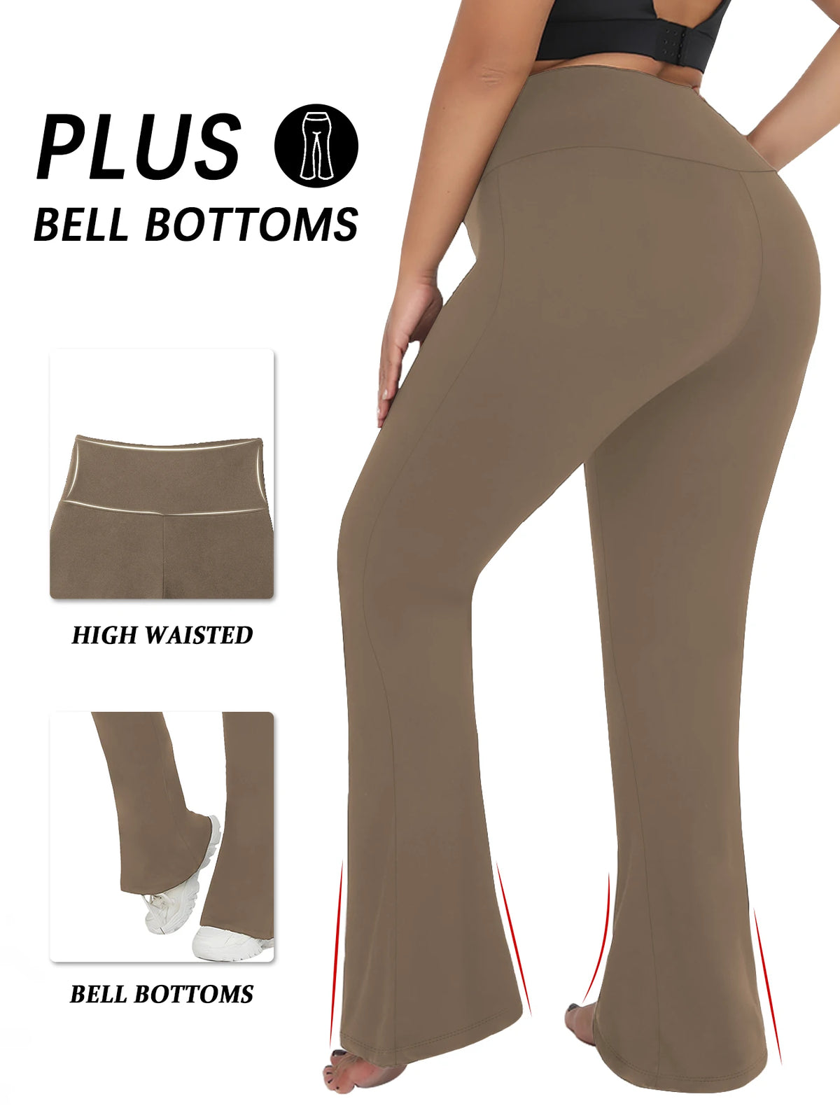 Plus Size Women's Super Soft High Waisted Flare Pants, Leggings Tummy