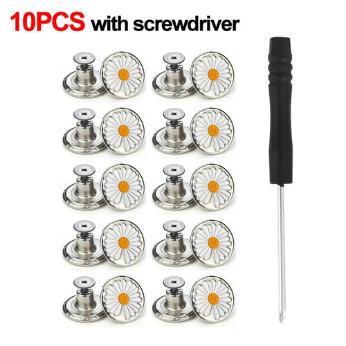 10pcs/Pack 17mm Adjustable Nail-Free Jeans Waist Extender Buttons