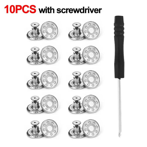 10pcs/Pack 17mm Adjustable Nail-Free Jeans Waist Extender Buttons