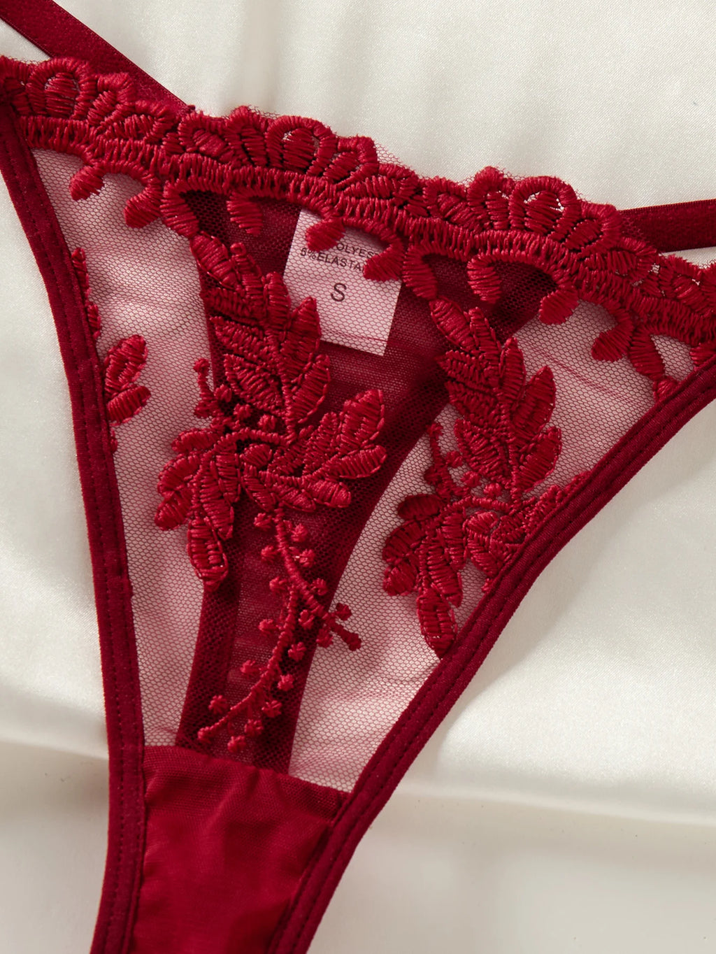 Wine Red Ladies' Countryside Style Wheat Ear Embroidery Semi