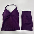 2 Pieces Sports Set Women Backless Tank Tops High Waist Scrunch